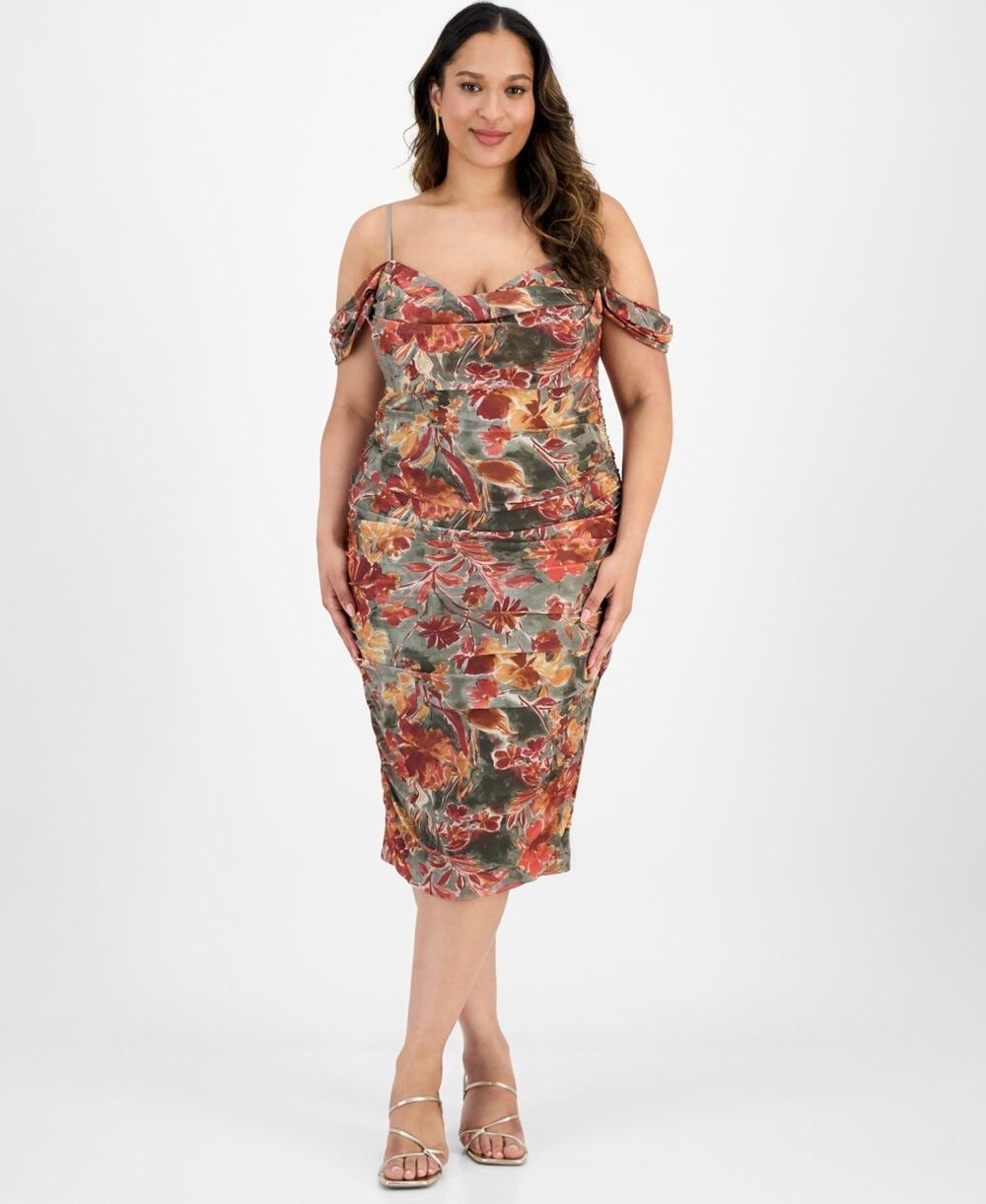 KATIA RAE Printed Midi Dress Multi Size 16 2050